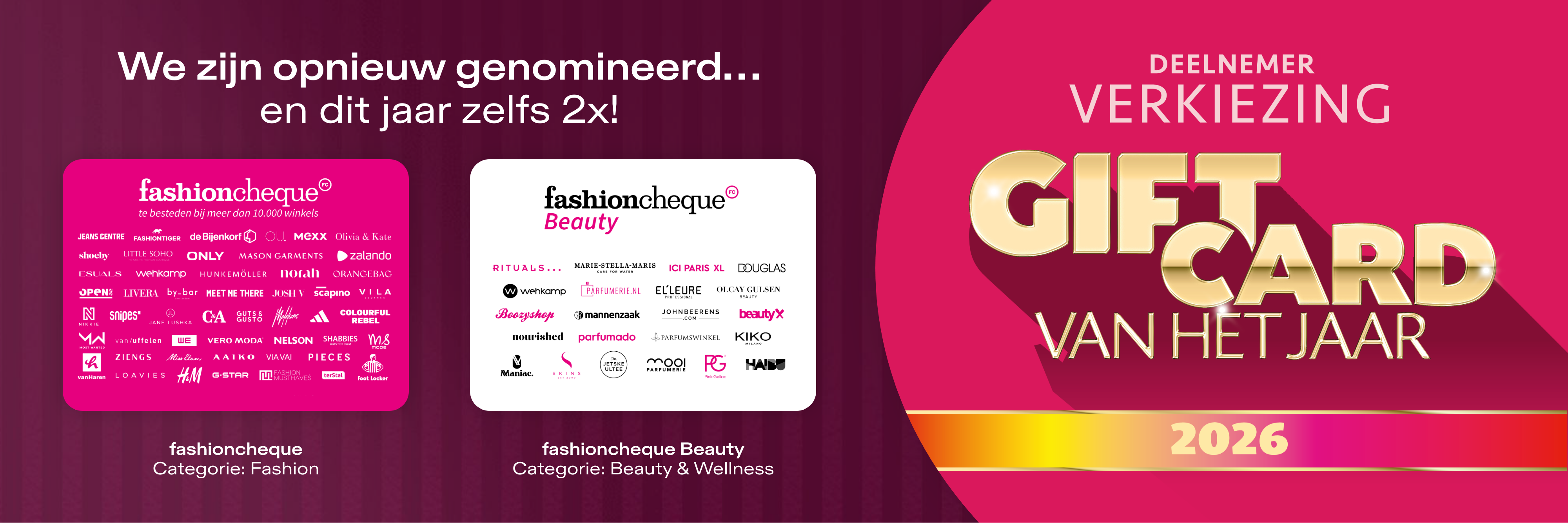 fashioncheque is genomineerd voor de Giftcard van het Jaar 2026!
